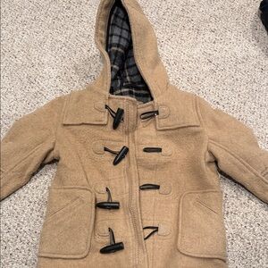 GAP Tan Hooded Kids Coat with Black Accents